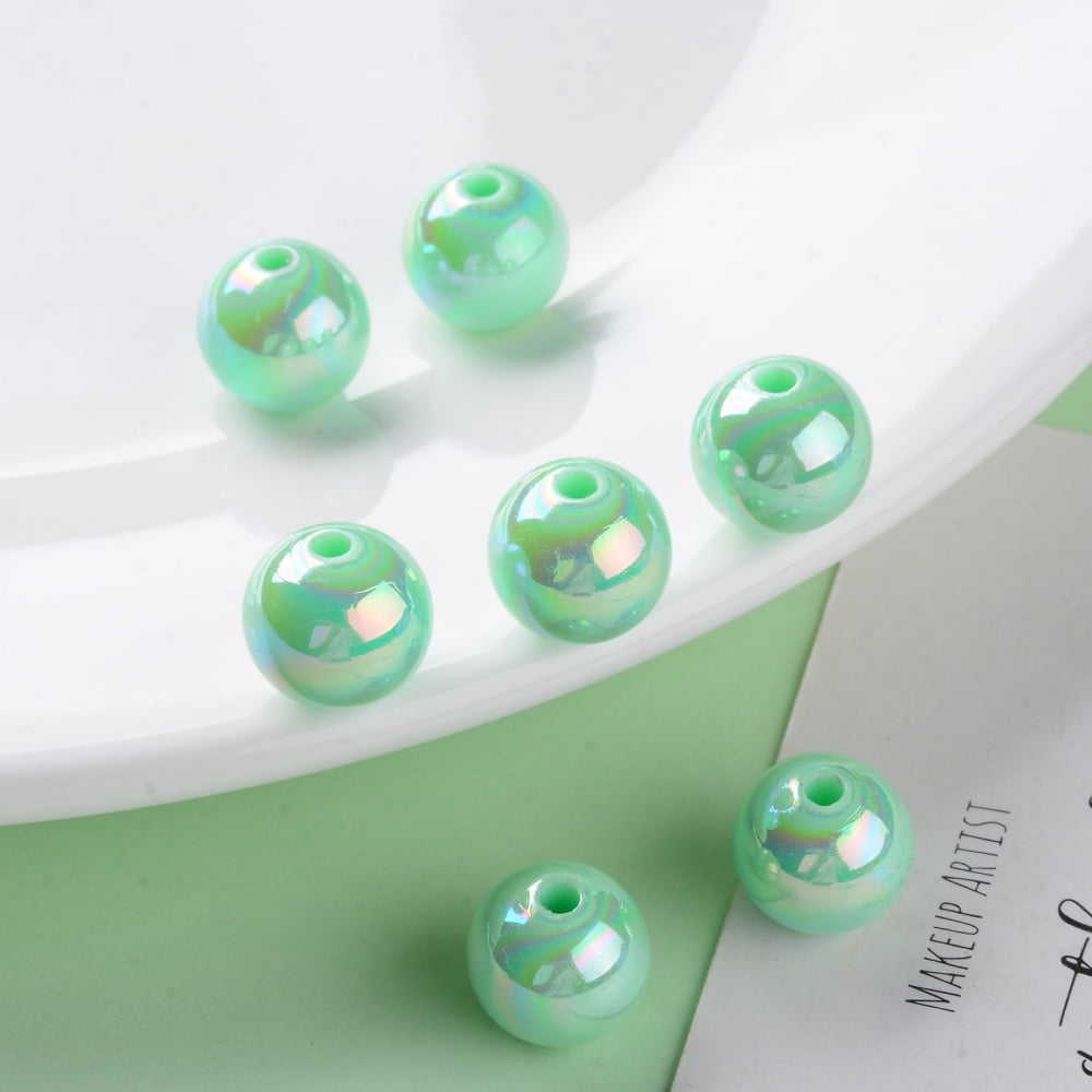 Opaque Acrylic Beads AB color Plated Round Aquamarine 12x11mm Hole: 2.5mm 566pcs/500g