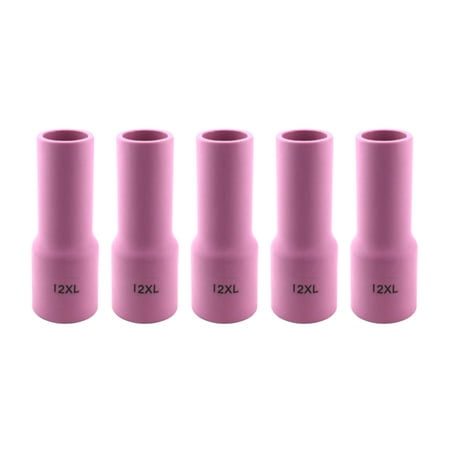 

X-Long Alumina Nozzle Cups for TIG Welding Torches Series 9/20/25/17/18/26 with Large Diameter Gas Lens Set-Up - Model: 53N87XL - #12 (3/4 ) - (5 PACK)