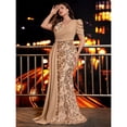 thumbnail image 4 of AURA Plus Size Evening Dress V Neck Short Sleeve Slim Fit Party Long Skirt Beaded Polyester, 4 of 7