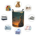 thumbnail image 4 of Balery Sunset Prairie Meditating Horse Cesta de ropa redonda con asas, impermeable, independiente, para ropa, juguetes, dormitorio y familia-Medium, 4 of 6