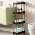 thumbnail image 4 of 4-Tier Kitchen Shelving With Wheels Unit Narrow Space Storage Rack Multi-Tier Living Room And Bathroom Organizer, 4 of 6