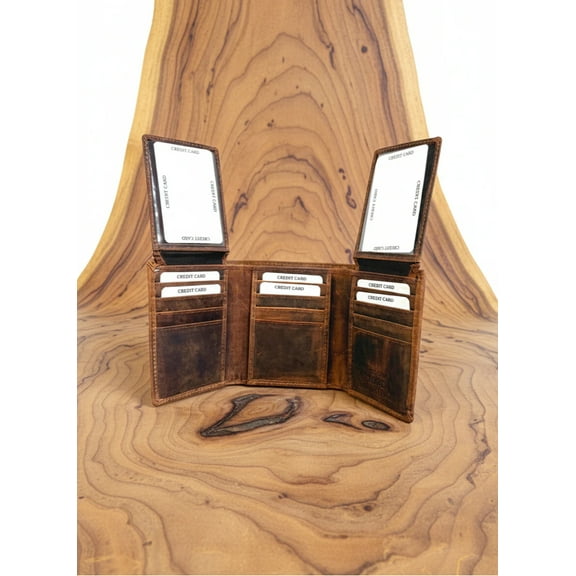 Sedona Unisex Trifold Wallet with 2 Flaps, Brown