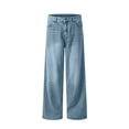 thumbnail image 6 of GZMOALH Men's Vintage Wide Leg Jeans, Relaxed Fit Straight Leg Denim Pants with Pockets for Casual Everyday Wear, 6 of 9