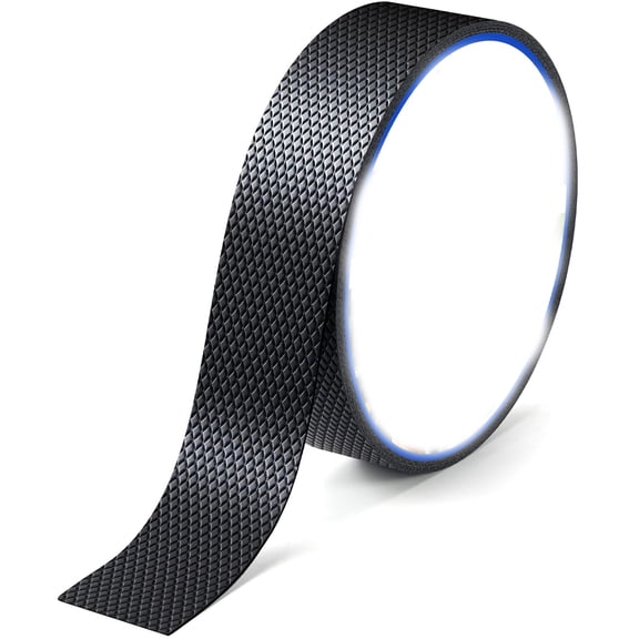 ICERUN Black Rubber Grip Tape 1In X 16.5Ft Ultra-Thin Ultra Strong Adhesive Anti-Slip Textured Tape,Waterproof Heat Resistant Wear-Resistant Non-Slip Cushion Pad for Handlec
