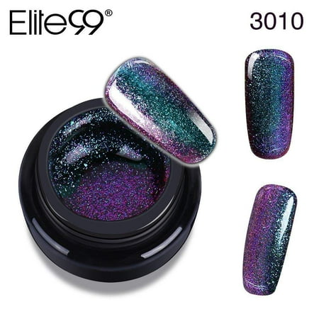 Gel Polish Glitter Elite99 New Chameleon Colour Gel Nail Polish, 3D Glitter Starry Galaxy Holo LED UV Soak off 5ml Lacquer Colorful Nail Art DIY Amazing Color Changing Effect Varnish 3010 ()