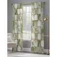 thumbnail image 4 of Sage Green Geometric Semi Sheer Window Curtains 84 Inches Long, Modern Abstract Art Botanical Rod Pocket Voile Silky Chiffon Curtain Light Filtering Drapes for Living Room, Kitchen, 52"x84", 2 Panels, 4 of 9