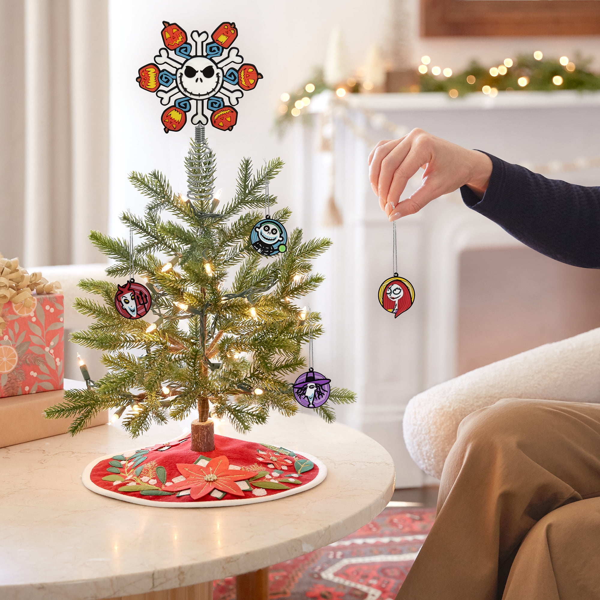 Hallmark Disney Tim Burton's The Nightmare Before Christmas Mini Christmas Tree Topper and Ornaments, Set of 5