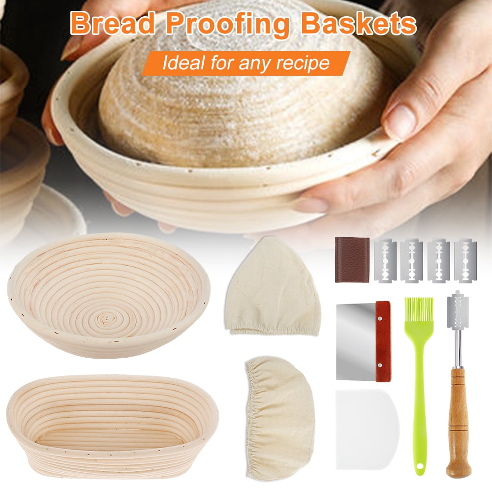 8 inch 2 pcs Bread Basket Proofing Round Sourdough Bread Baking Supplies Professional Home Bread Bakers Bowl Ana Home Banneton Proofing Basket Set Of 2 