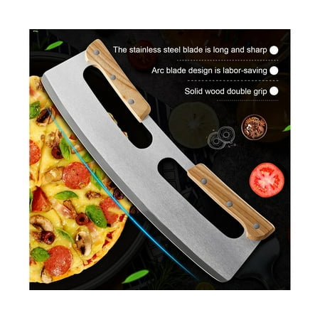

Double Handle Labor-saving Pizza Cutter Stainless Steel Practical Anti-rust Pizza Divider for Home-Stainless Steel