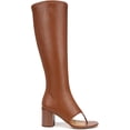 thumbnail image 2 of Franco Sarto Women's Odette Tall Thong Heeled Sandal Boot Cognac Brown 7M, 2 of 6