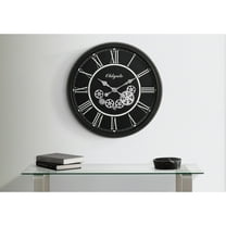 Clocks, 30" Round, Gear Mechanism, Large Oversized, Wall Clock, Black, Transitional