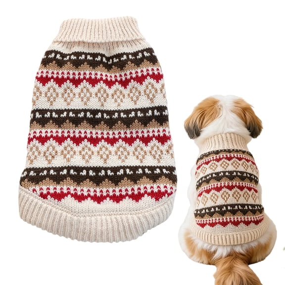 Dog Sweater, Warm Dog Sweaters for Dogs, Soft Puppy Sweater with Harness Hole Thermal Pet Winter Clothes Doggy Pullover Jumper for Dogs, Fair Isle Knit Pet Apparel