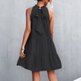 thumbnail image 2 of Vestido De Cuello Halter, Estilo De Vacaciones Reductor De Edad, Vestido De Línea A, Vestido De Columpio Con Lazo En La Espalda Para Viajes Para La Oficina ANGGREK Otros, 2 of 5