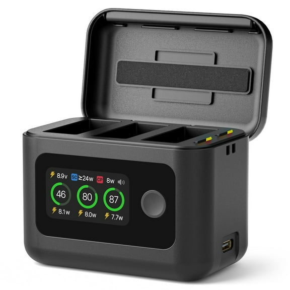 Battery Charger for GoPro Hero 13 Black, Fast Charging Case LCD Display, Intelligent Two Way Charger Hub for GoPro Hero 13 Batteries, Shows Battery SOC
