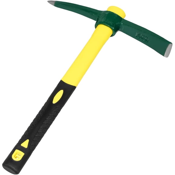 Forged Adze Pick, Weeding Mattock Hoe, Pick Axe 15-Inch, One Piece Intact Drop Forged, Plastic Coated Fiberglass Handle, 1.4LB