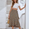 thumbnail image 6 of Summer Boho Skirts for Women Clearance Elastic Waist Ruched Floral Print Pleated Maxi Skirt 2024 Casual Flowy Swing A Line Beach Skirts, 6 of 7