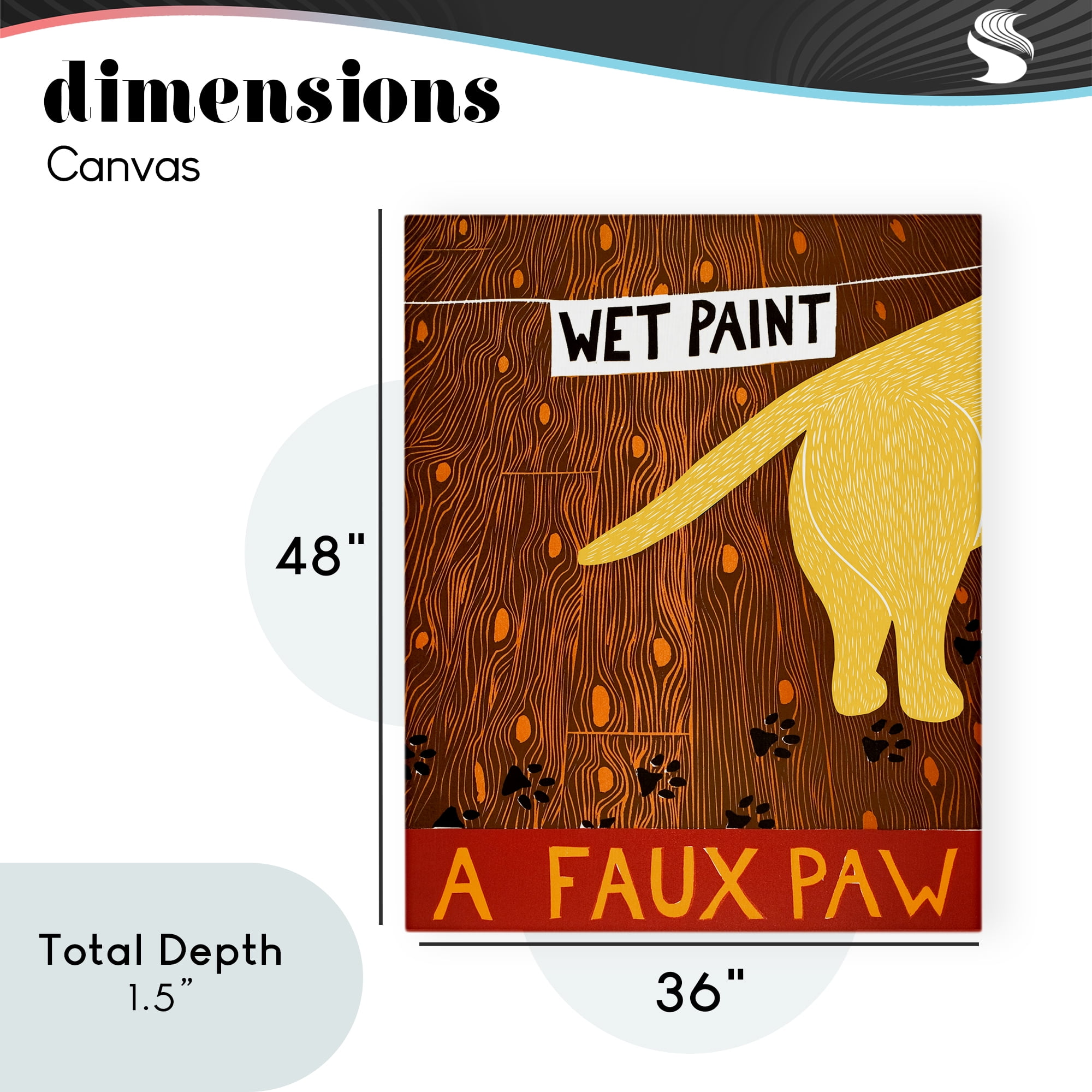 Wet Paint Faux Paw Canvas Wall Art, design by Stephen Huneck
