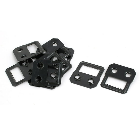 Uxcell 28 x 27mm Photo Frame Metal Self Fix Two Holes Hanger Black 10Pcs