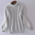 thumbnail image 2 of Bmisegm Women's Winter Sweater Loose Warm Pullover Plush Pullover Loose Plain Knitted Crew Neck Women's Sweaters Grey One Size, 2 of 3