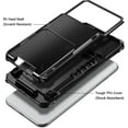 thumbnail image 3 of for iPhone 12 Mini Case 5G Wallet 4-Card ID Slot Credit Card Holder Flip Door Hidden Pocket Anti-Scratch Dual Layer Hybrid TPU Bumper Armor Protective Hard Shell Cover Black 5.4 inch, 3 of 12