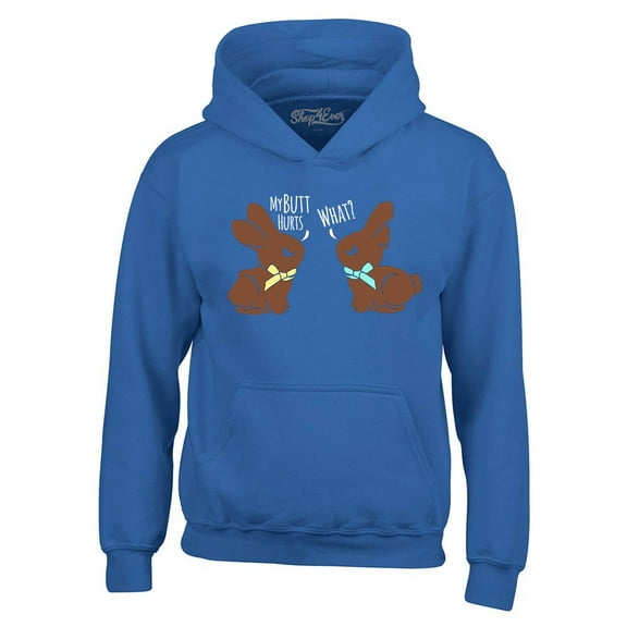 Shop4Ever Men's Easter Chocolate Bunnies My Butt Hurts What? Hooded Sweatshirt Hoodie X-Large Royal Blue