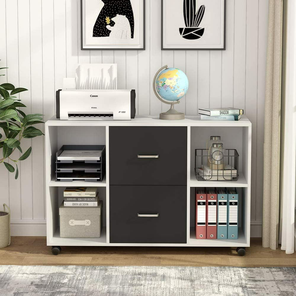 Tribesigns Wood Lateral Mobile File with 2 Drawer