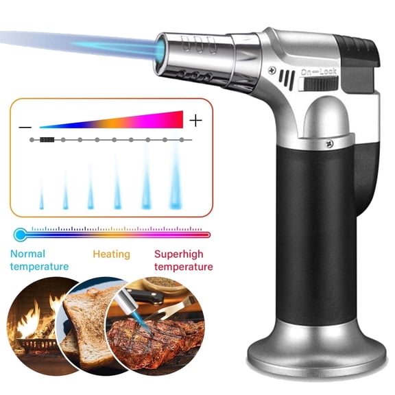 Refillable Cigar Butane Torch Lighters Blow for Culinary Cooking Food Scorch Blowtorch Black