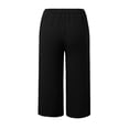 thumbnail image 5 of Qiopertar Women's Casual 3/4 Length Drawstring Pants Summer Relaxed Solid Color Elastic Waist Pull-On Pants with Pockets and Slit Hem, Black XL, 5 of 6
