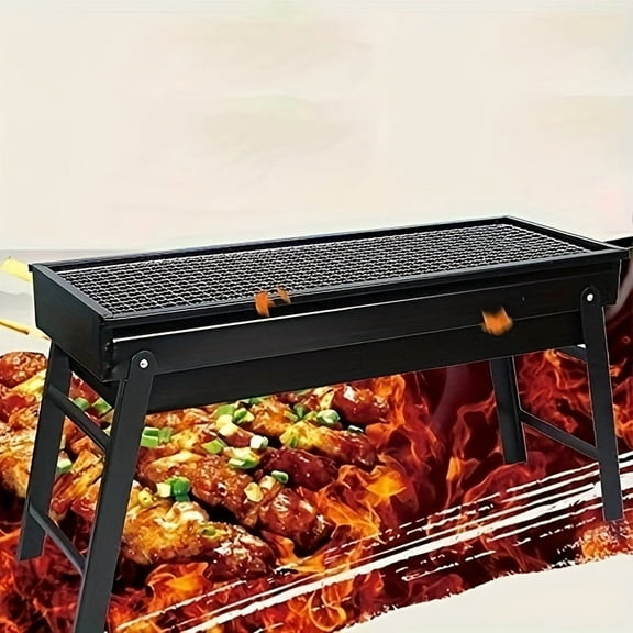 "Large Portable Folding BBQ Grill - Charcoal Stove with Grill Net - For Camping & Backyard Use