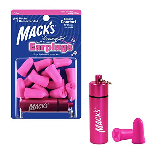 Mack’s Dreamgirl Soft Foam Earplugs, 7 Pair with Travel Case Small Ear Plugs for Sleeping