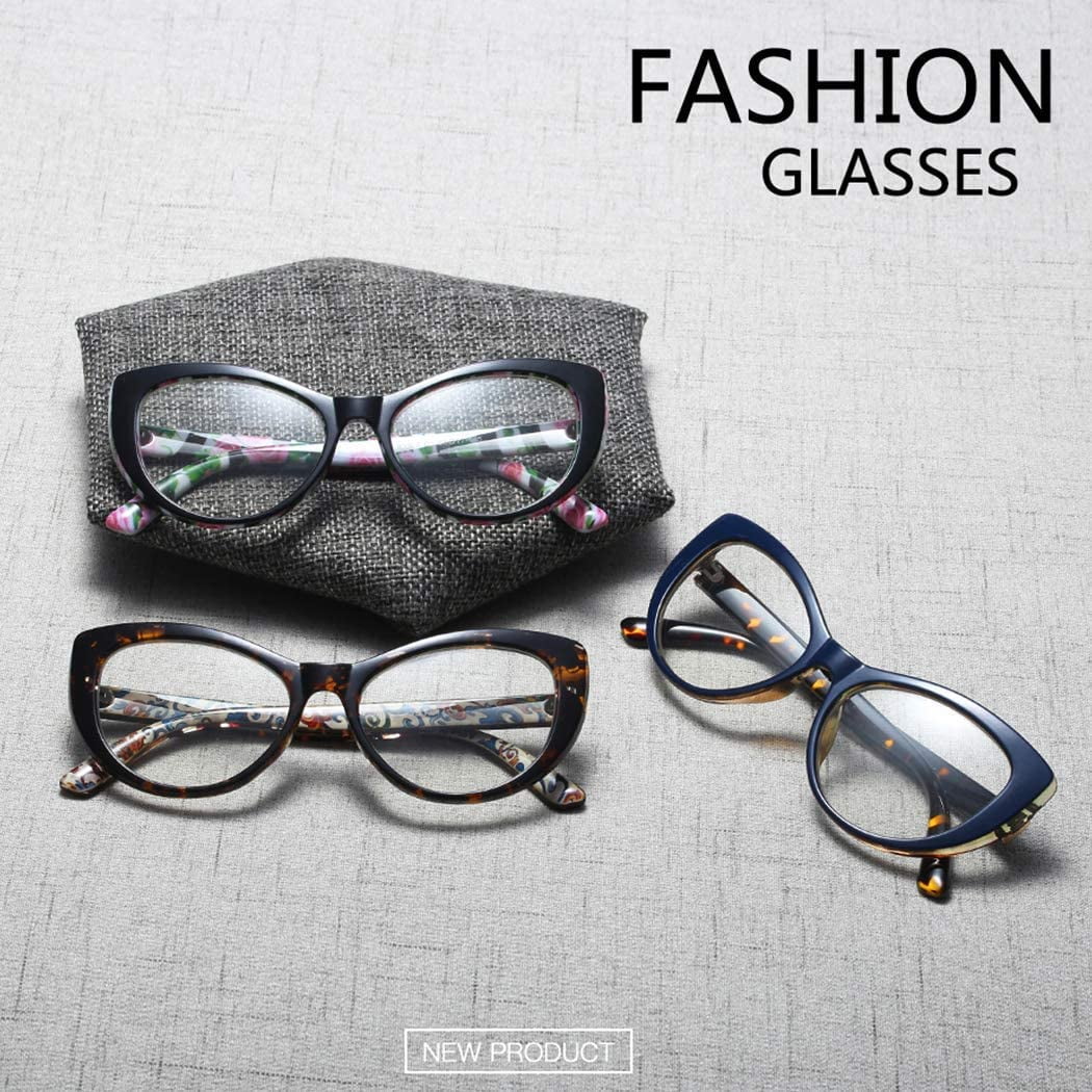 FEISEDY Womens Cateye Glasses Frame Printed Eyewear Clear Lenses Eyeglasses B2441 
