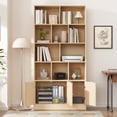 thumbnail image 2 of 4-Tier Tall Bookshelf with 3 Doors, 71" Open Shelf Bookcase with 10 Cubes, Modern Cube Storage Organizer for Living Room, and Office, Oak, 2 of 10