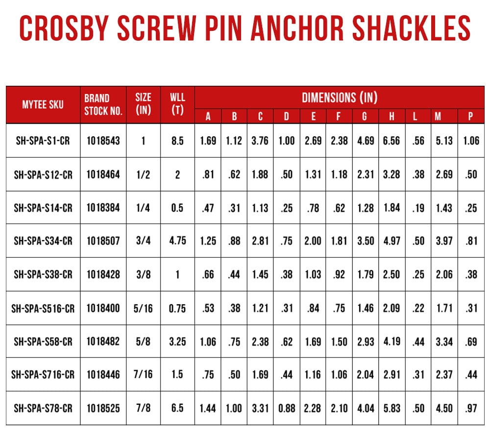 8 Pack Crosby S-209 7/16" Anchor Shackle Carbon Steel w/Alloy Screw Pin 3,300 lbs WLL, Red Painted Heavy Duty D Ring Shackle for Towing, Rigging & Vehicle Recovery, 1018446