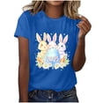 thumbnail image 5 of Cavosen Happy Easter Womens Shirts Short Sleeve T-Shirt Summer Bunny Eggs Print Pullover Tops Crewneck Festival Blouse Vacation Holiday Tee Shirts Loose Dressy T Shirts Blue M, 5 of 5
