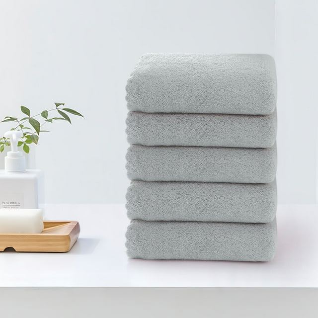 Tyidzon 5 Pack Face Towels Soft Hand Towels for Bathroom Absorbent Quick Dry - Gentle Skin-Friendly Cloths for Makeup, Easy to Rinse Facial Cleaning Towels, 12X24 Inch, Light Gray