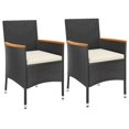 thumbnail image 2 of vidaXL 3 Piece Garden Dining Set with Cushions Black Poly Rattan, 2 of 5