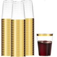 thumbnail image 2 of Munfix 100 Gold Plastic Cups 14 Oz Clear Tumblers Gold Rimmed Fancy Disposable Wedding Elegant Party Cups with Gold Rim, 2 of 4
