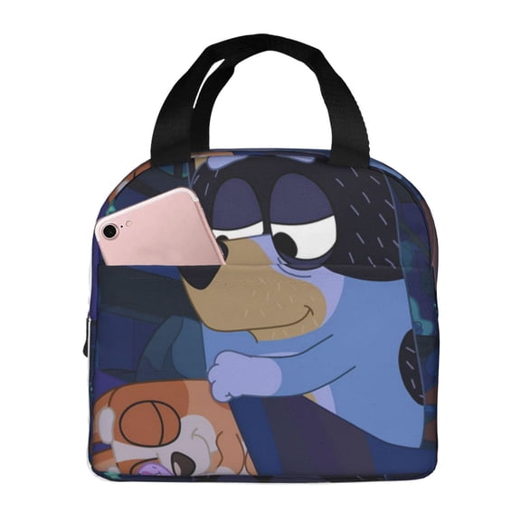 Kowoue Bluey Pattern Insulated Lunch Bag – Thick Aluminum Foil Lunch Box, Waterproof Thermal Tote with Front Access Pocket, Keeps Food Fresh for 4 Hours