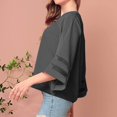 thumbnail image 5 of Ashirexll Summer Shirts for Women, Womens Casual Tops, Fashion Solid Color Casual Mesh 3/4 Sleeve V-Neck Comfortable Shirt, 5 of 5