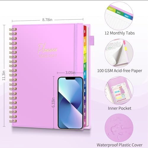 Quivanta 2026-2027 Appointment Book, A4 15-Minute Hourly Planner, July 2026 - June 2027, Academic Planner Weekly and Monthly, 100GSM Thick Paper, Flexible Cover, Note Pages, Colorful Tabs, Purple