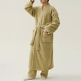 eileial Men's Big & Tall Cotton Robe Men's Bathrobes,Light Yellow XL