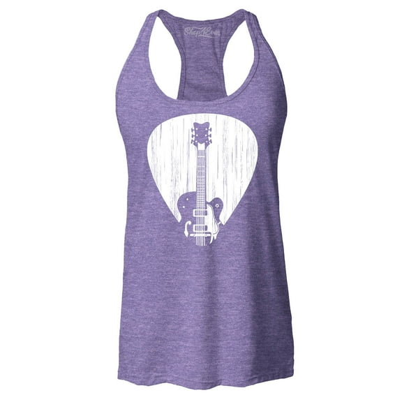 Shop4Ever Women's Electric Guitar Pick Musician Racerback Tank Top Small Purple