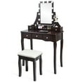 thumbnail image 2 of Gymax Vanity Dressing Table Set w/Removable Box &10 Dimmable Bulbs Touch Switch Brown, 2 of 10