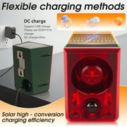 QD-Gotrays Solar Outdoor Motion Sensor Alarm-Dog Barking&Gunshot Sound,Support Recording&±Volume,130db Loud Noise Maker,3 Work Modes Strobe Light with USB,Say Goodbye to The Intruders