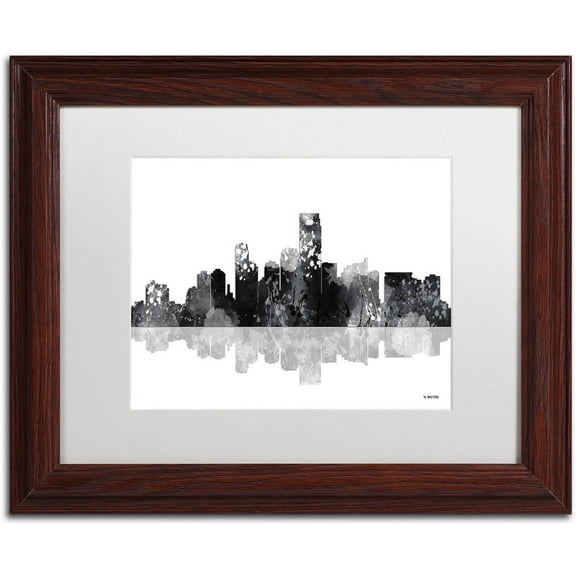 Trademark Fine Art "Jersey City New Jersey Skyline BG-1" Canvas Art by Marlene Watson, White Matte, Wood Frame