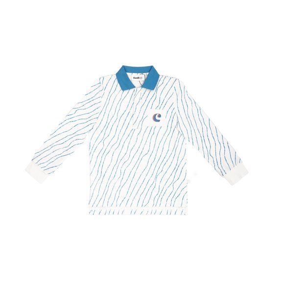 Boys Blue & White Wavy Polo