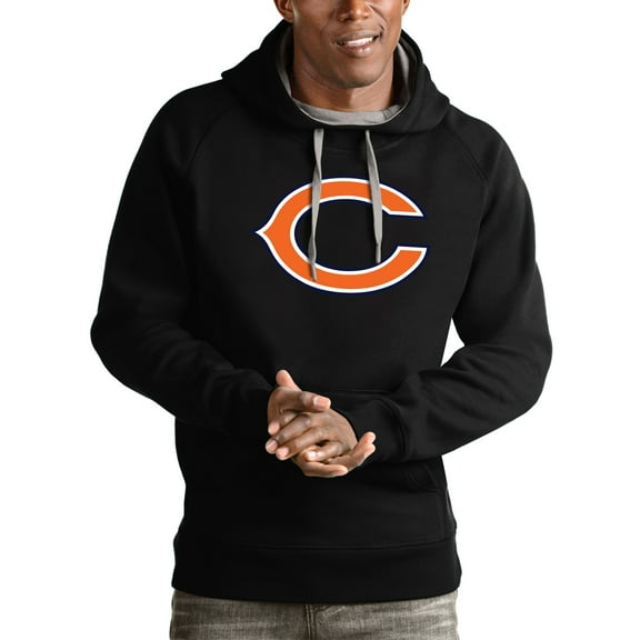Men's Antigua Black Chicago Bears Victory Pullover Hoodie