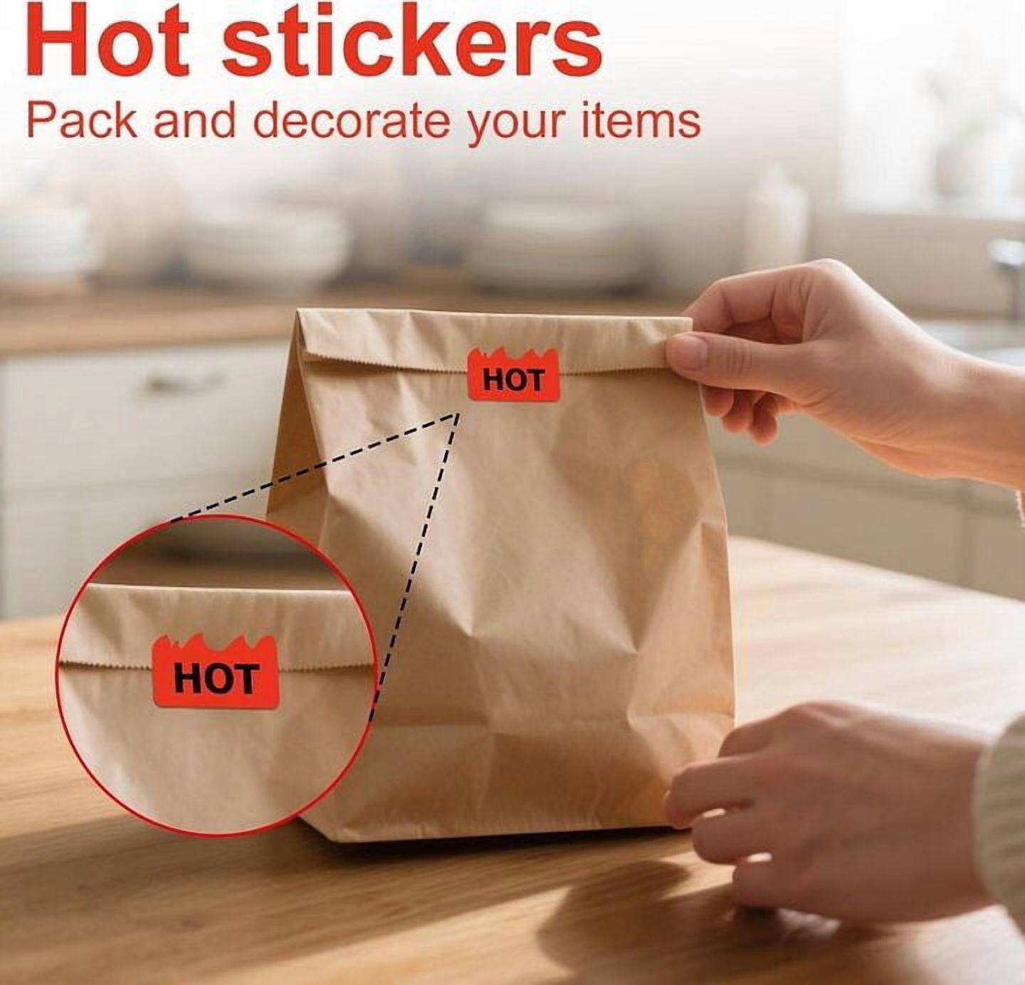500pcs Rave Hot Stickers 2 x 1-1/5 Inch Fluorescent Red, Hot Flame Fire Shape Labels, Marking Popular Items for Party, Restaurants, Spicy Food (Fluorescent Red)