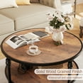 thumbnail image 5 of 2024 New 34" Wooden Round Coffee Table with Storage Shelf, Rustic Solid Wood Coffee Table with Sturdy Metal Legs, for Living Room Dining Room, 5 of 9