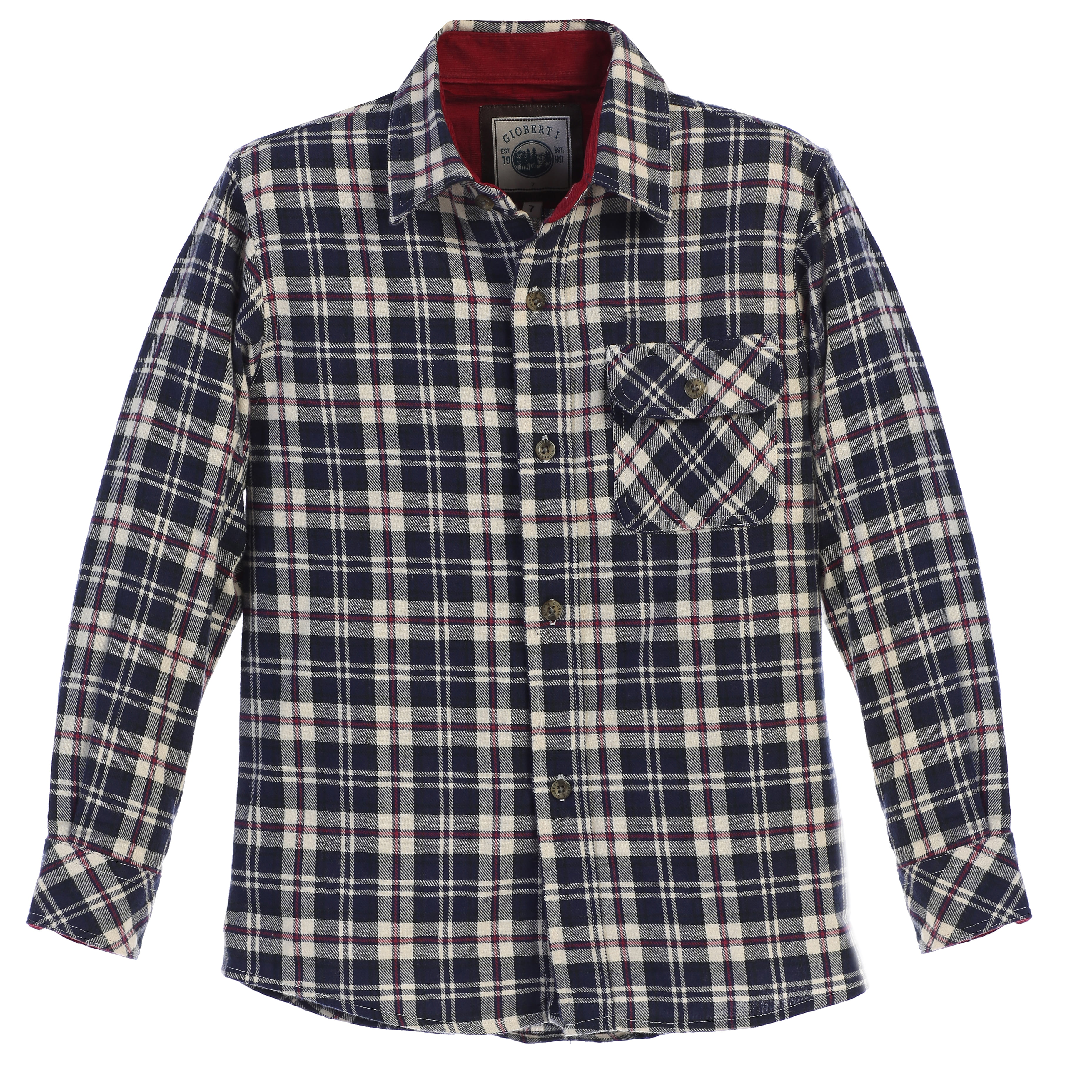 Blue & White Checker Shirt with Red contrast
